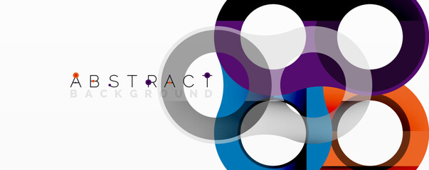 Aufkleber - Overlapping circles create vibrant abstract design. Purple, orange, blue hues blend. Modern, clean aesthetic. Minimalist composition.
