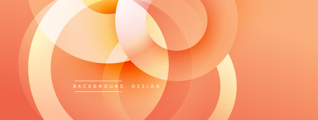 Poster - Orange background with overlapping circles. Soft gradients create depth. Modern design for digital or print projects. Minimalist aesthetic.