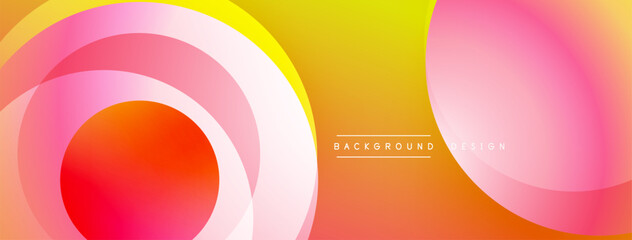 Aufkleber - Bright colorful abstract design. Overlapping circles create dynamic gradient effect. Smooth transitions between pink, orange, yellow hues. Modern aesthetic.