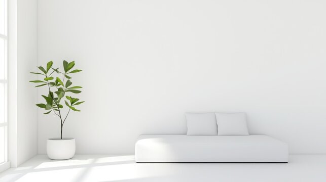 Minimalist Simple monochrome room with a focus on negative space.