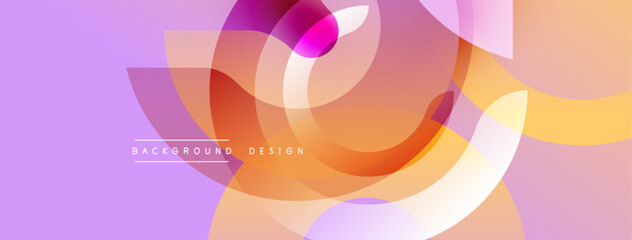 Leinwandbilder - Abstract design. Overlapping circles, gradients, vibrant colors. Modern aesthetic, smooth transitions, dynamic composition. Purple, orange, yellow hues.