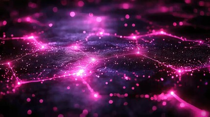 Poster - Abstract Network: Pink Glowing Connections