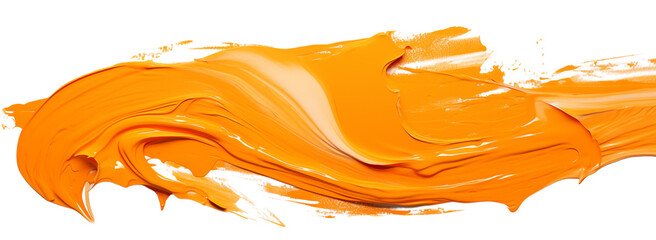 Aufkleber - A close up of a vibrant orange paint stroke with visible texture and brushwork on a  on transparent background png