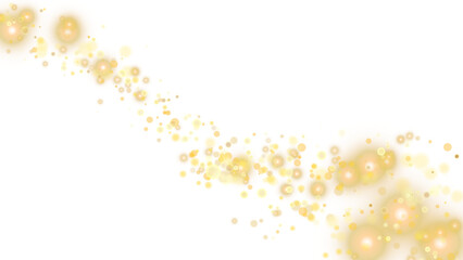 Wall Mural - golden bokeh light trail on transparent background png