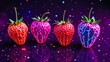 © Sergey - Colorful strawberries in vibrant style against a dark background