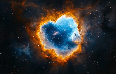 Wall Mural - cosmic nebula swirling in vibrant hues of orange and blue. a captivating display of interstellar dus