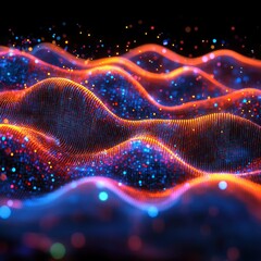 Poster - Abstract Digital Waves: A Symphony of Light and Color