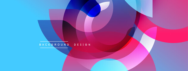 Aufkleber - Abstract vibrant design. Overlapping circles create dynamic composition. Blue, pink, purple hues blend seamlessly. Modern aesthetic, clean lines.
