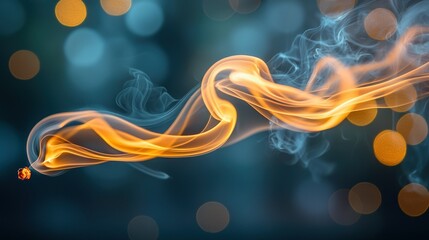 Poster - Abstract Smoke Art: A Symphony of Orange and Blue