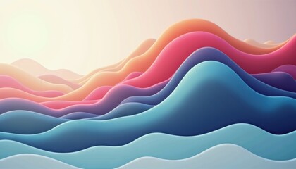 Poster - Abstract colorful waves forming layered landscape  