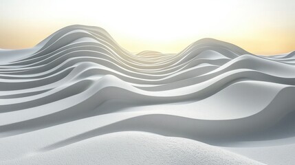 Poster - Abstract White Landscape: Serene Waves of Light and Shadow
