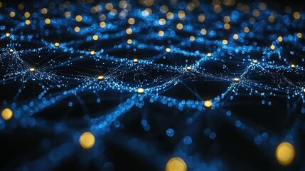 Poster - Abstract Network Visualization: Interconnected Nodes and Data Streams