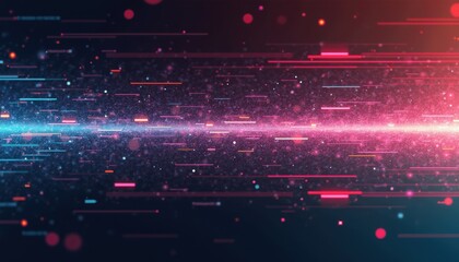 Poster - Abstract digital light streaks in vibrant colors against dark background  