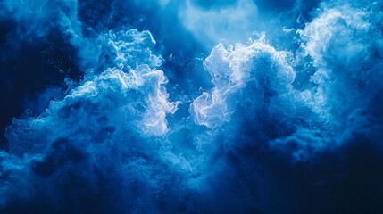 Aufkleber - Deep blue clouds swirl and merge, creating captivating patterns that evoke a sense of wonder under the starry night. The atmosphere is ethereal and dreamy