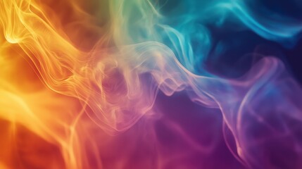 Poster - Abstract colorful smoke waves in vibrant blue, orange, and purple hues