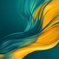 Aufkleber - Abstract Teal and Gold Waves: A Dynamic Fusion of Color and Movement in Digital Art