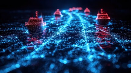 Poster - Digital Seas: Networked Cargo Ships Navigating a Futuristic Ocean