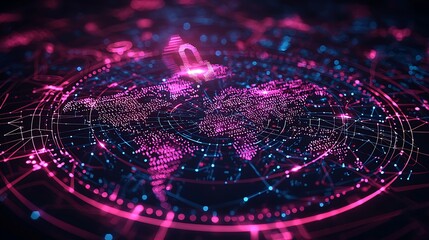 Poster - Global Network Digital World Map