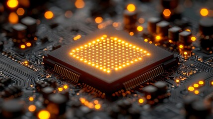 Poster - Glowing Computer Processor Close Up