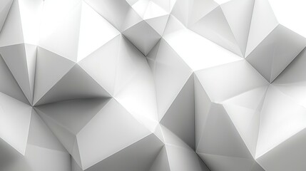 Poster - Abstract White Polygonal Structure: A 3D Render of Interlocking Geometric Shapes