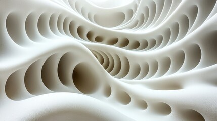 Poster - Abstract White Sculputre: A 3D Render of Intertwined Curves and Cavities