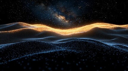 Poster - Glowing Golden Hills Abstract Landscape