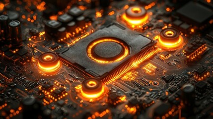 Poster - Glowing Circuit Board: Technological Marvel