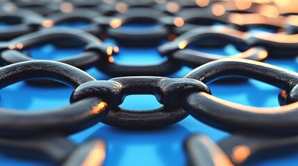 Poster - Interconnectedness: A Close-Up View of a Metal Chain's Links, Symbolizing Strength, Unity, and the Bond Between Elements