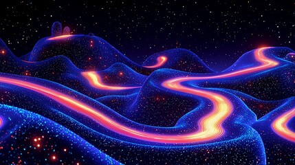Poster - Glowing Pathways Abstract Background