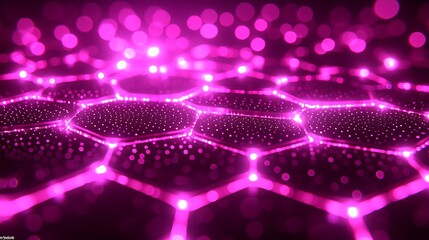 Poster - Glowing Pink Hexagonal Network Background