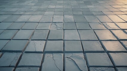 Poster - Business concept - perspective view of an empty stone floor. Background features a grey tile floor in perspective. Grid line texture with empty or copy space.