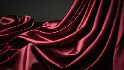 Poster - Bright red curtains flow elegantly.