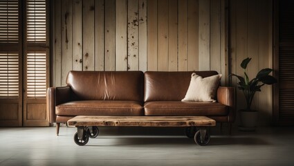 Poster - Rustic coffee table and inviting lounge area