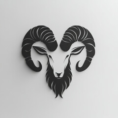 Poster - Minimalist Aries Glyph Icon Featuring Clean Lines and Distinctive Horns in Black and White Design