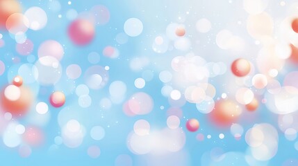 Poster - Abstract Blurred Festive Background with Bokeh Lights in Shades of Blue and Peach