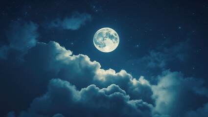 Naklejka na meble Moonlit Romance in a Starry Night Above the Clouds