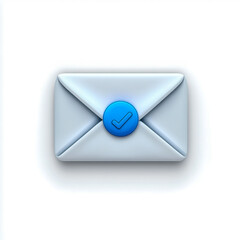 Poster - Stylized flat design email icon with a checkmark symbol in a blue circle