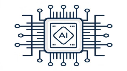 Aufkleber - Microchip design featuring AI symbol, representing technology and innovation in artificial intelligence.