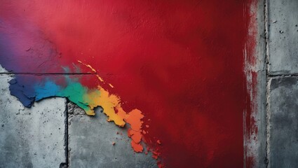 Poster - Abstract Red Paint Background Texture Grunge Concrete Cement Stone Surface Wallpaper Backdrop Blank Gradient Colorful Brush Stroke Splash Loft Construction Real Estate Wall Template