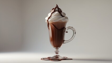 Poster - Iced coffee topped with chocolate sauce and vanilla cream.