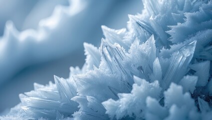 Poster - Ice crystal texture, blue tones background. Textured frosty surface of ice.