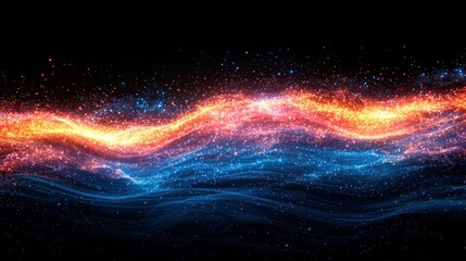 Poster - Abstract fiery and icy waves digital art