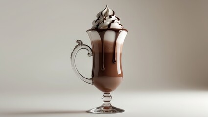 Poster - Iced coffee topped with chocolate sauce and vanilla cream.