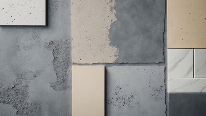 Poster - Textures of GREY, BEIGE, IVORY, LIGHT GREY, TERRAZZO, MARBLE, and TILE.