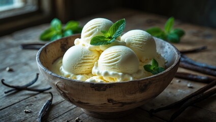 Poster - Homemade Organic Vanilla Ice Cream Confection
