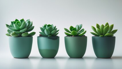 Poster - Indoor small green plant set against a white background.
