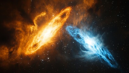 Wall Mural - cosmic duality of fiery and icy nebulae