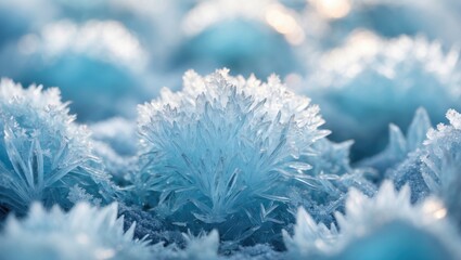 Poster - Ice texture crystal, background in blue tones. Cold frosty surface with textured ice.