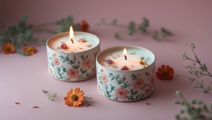 Poster - Holders featuring candles and flowers in the background