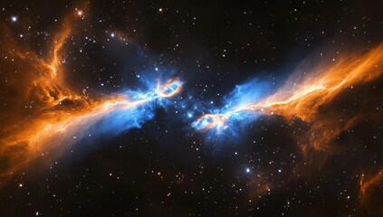 Wall Mural - cosmic nebulae display vibrant colors. two intertwined streams of gas and dust in space